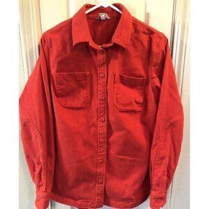 Duluth Trading Co Womens Med Red Heavyweight Long Sleeve Button Up Shirt